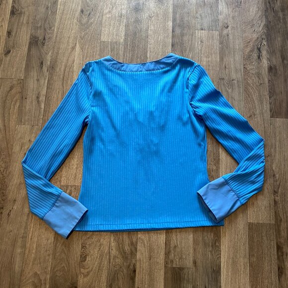 Aqua Blues Long Sleeve Blue Blouse Size Medium - Picture 3 of 5
